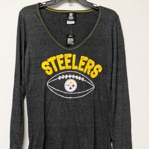 NFL Team Apparel Womens Pittsburgh Steelers Football Graphic Long Sleeve Shirt M
